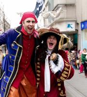 Our Bouncing Bucaneers joined the Captain, pirates and their ship for the first time at the Bradford Pirate Parade, entertaining shoppers with their hilarious capers.